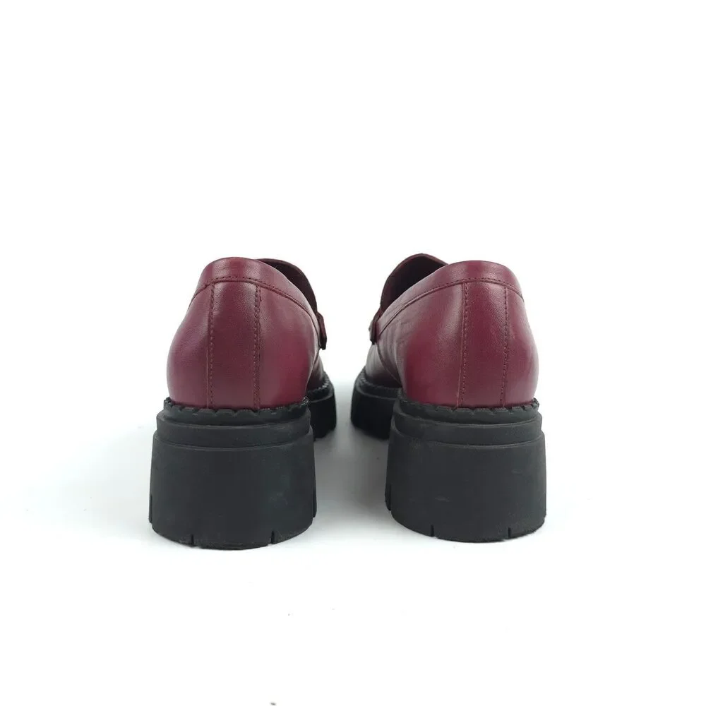FREE PEOPLE Lyra Lug Sole Loafer Mulberry 39 Dark Academia Preppy Grunge 90s Y2k